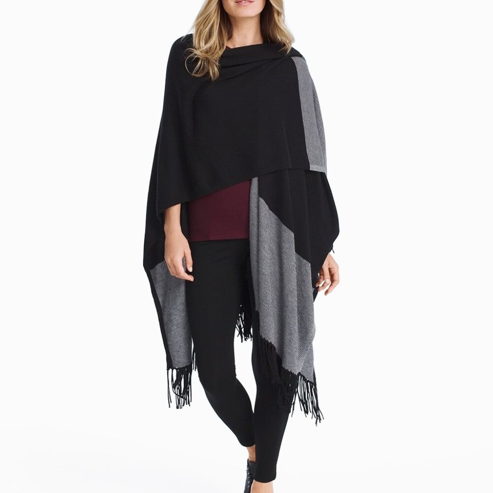 White House Black Market Colorblock Ruana Shawl Wrap